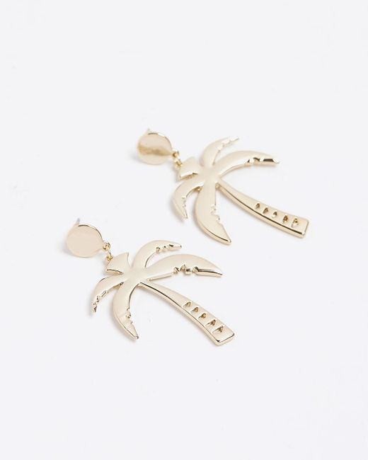 River Island Brown Gold Colour Palm Tree Earrings