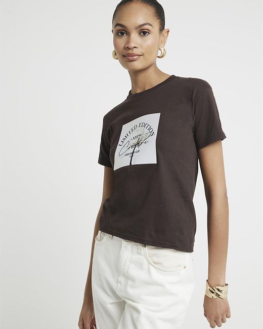 River Island White Graphic Patch T-shirt