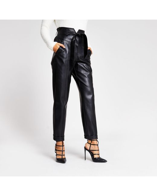 River Island Black Faux Leather Corset 