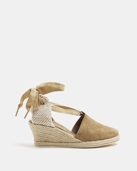 River Island Leather Ravel Wedge Espadrille Sandals in Brown Lyst Canada