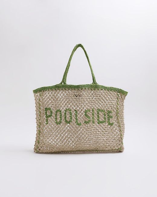 River Island Natural Beige Crochet Shopper Bag
