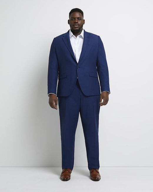 Tall Blue Slim Fit Twill Suit Jacket 