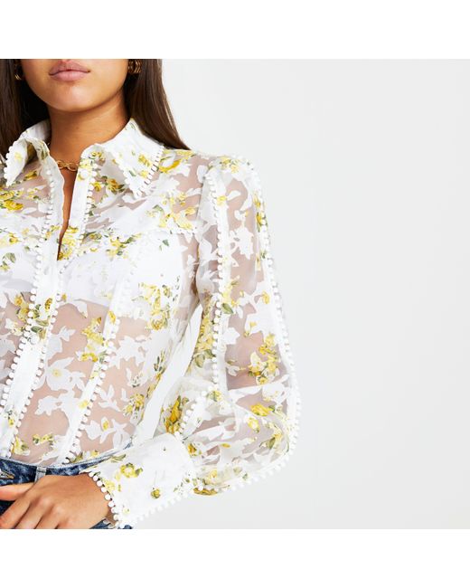 River island sale white organza blouse