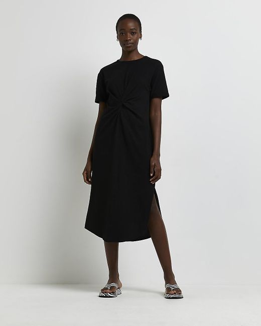 River Island Black Twist Front T-shirt 