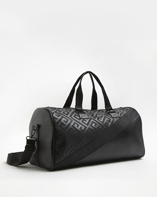 Black Geometric Holdall Bag 