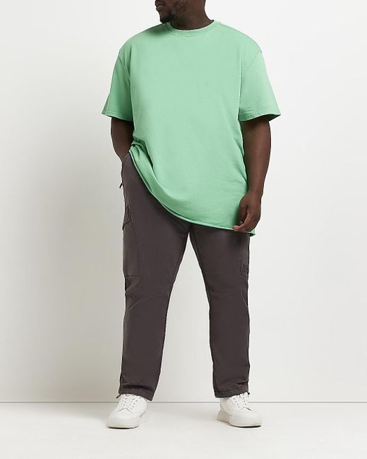 Tall Grey Washed Cargo Trousers 