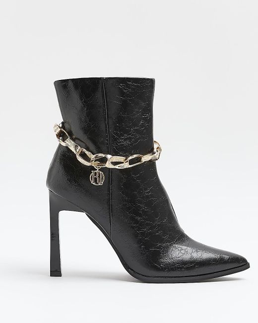 River Island Heeled Ankle Boots in Black | Lyst