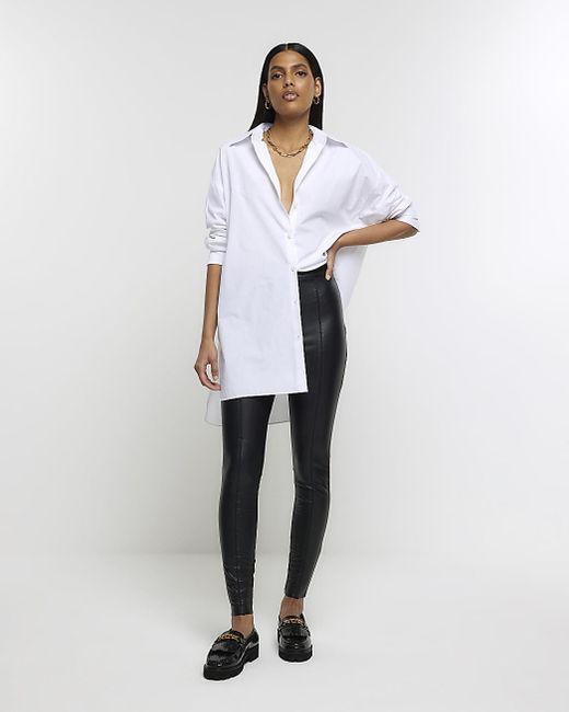 River Island White Faux Leather Skinny Trousers
