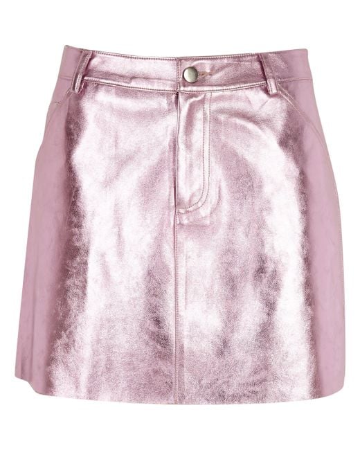 River Island Pink Metallic Faux Leather Mini Skirt