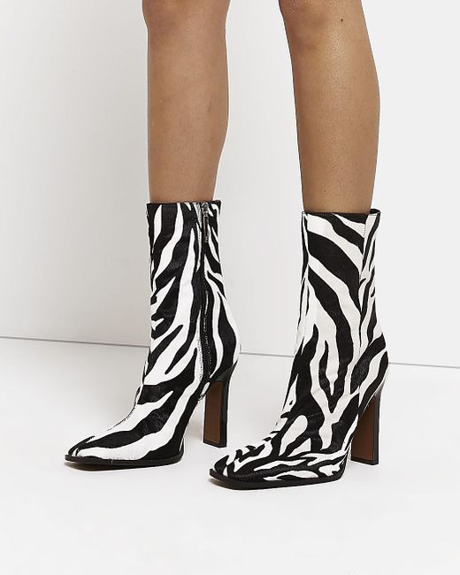 leather animal print ankle boots