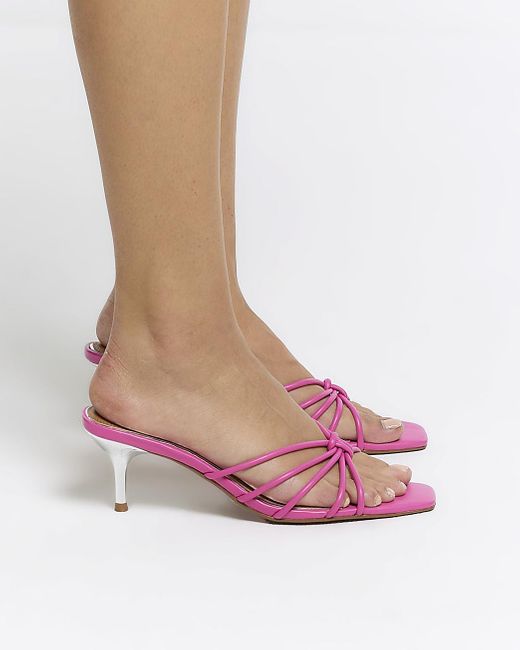 River Island Pink Knot Kitten Heel Sandals