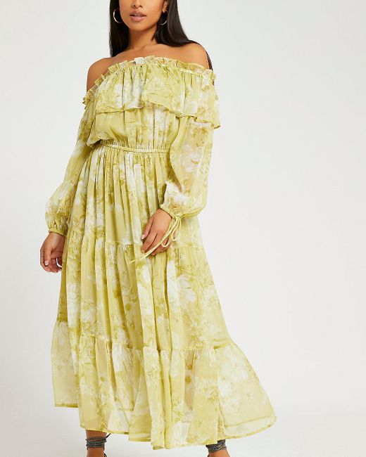 bardot green floral dress
