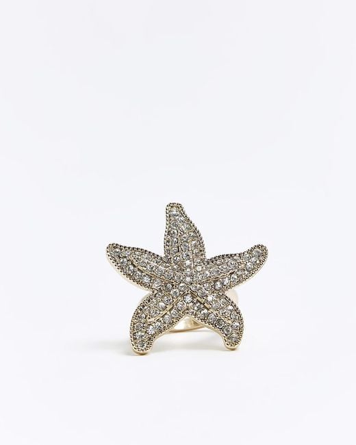 River Island White Gold Starfish Ring