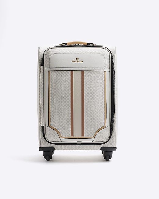 River Island White Ri Monogram Webbing Suitcase