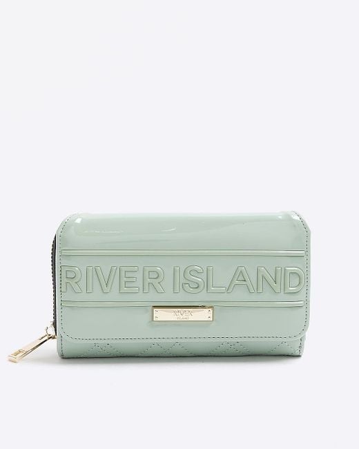 River Island Green Patent Embossed Purse
