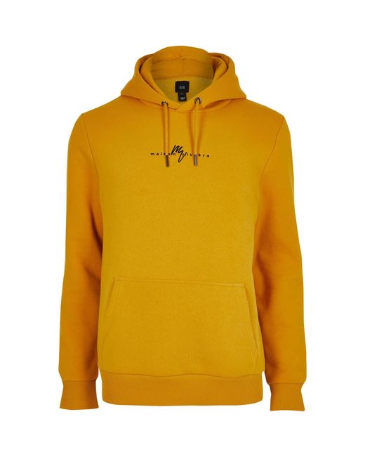 River Island Yellow Maison Riviera Slim Fit Hoodie for men