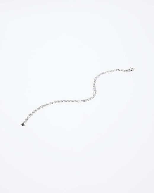 River Island White Silver Colour Thin Chain Necklace for men