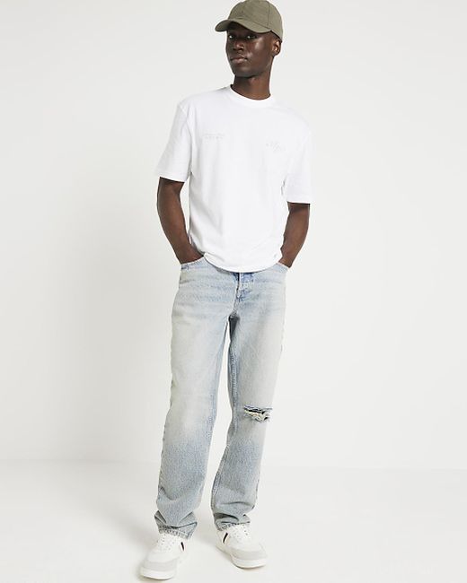 River Island White Circle Graphic T-shirt for men