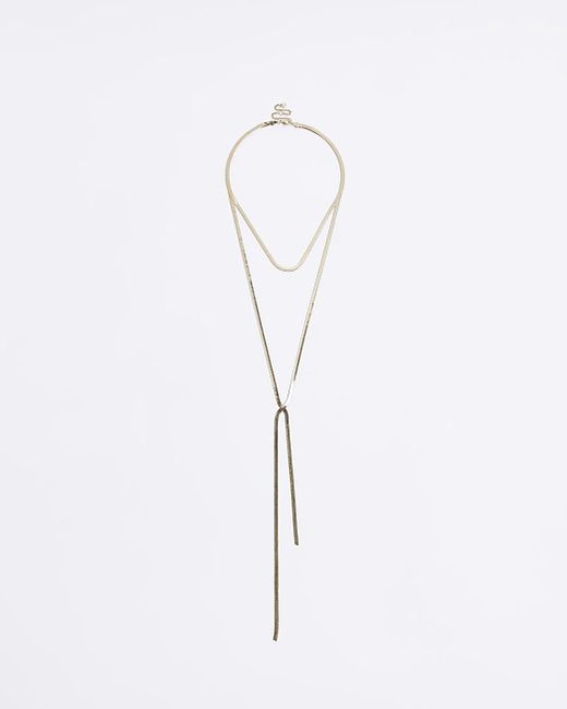 River Island White Gold Long Multirow Necklace