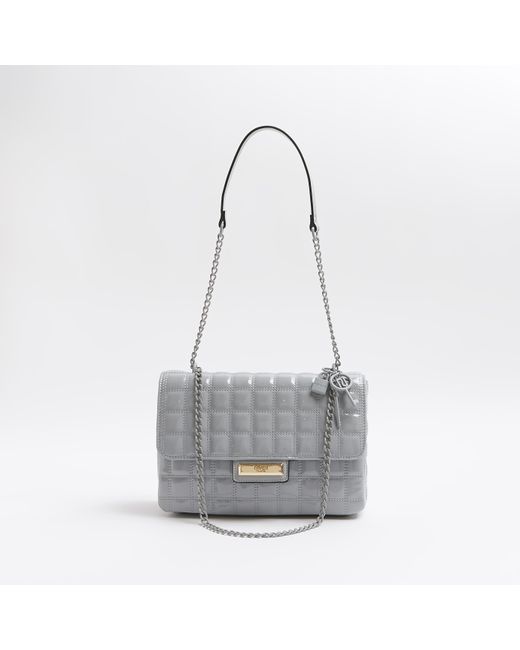 River Island Patent Quilted Shoulder Bag in Grey Lyst Canada