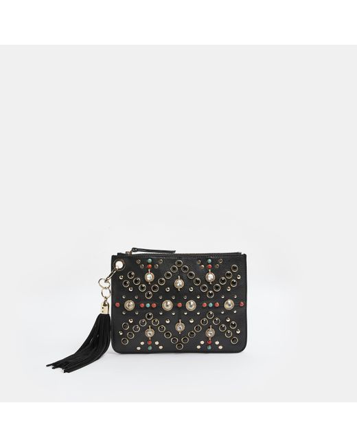 Black studded cheap clutch bag