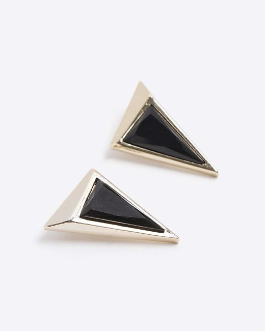 River Island White Gold Colour Triangle Earrings