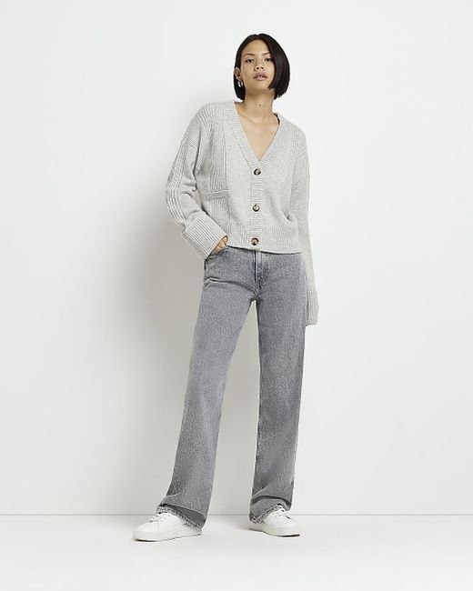 River Island Rib Long Sleeve Cardigan 