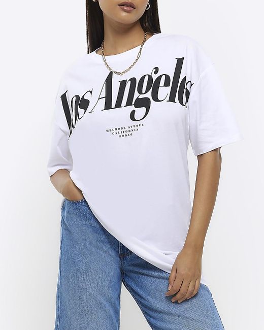 River Island White Graphic Oversized Tshirt Lyst