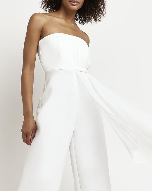 River Island Cream Scuba Jumpsuit in White Lyst UK