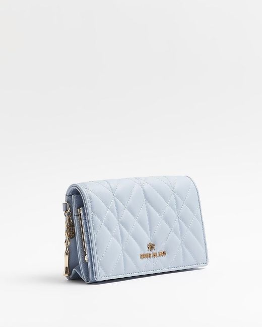 River Island Quilted Purse in Blue | Lyst