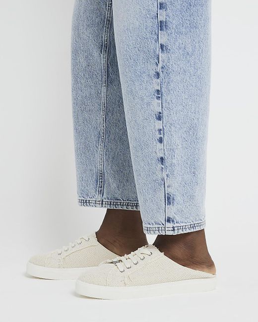 River Island Blue Cream Backless Sneakers