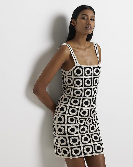 River Island Black Crochet Mini Dress Lyst