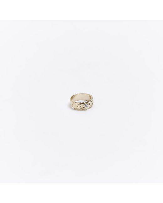 River Island White Textured Diamante Ring