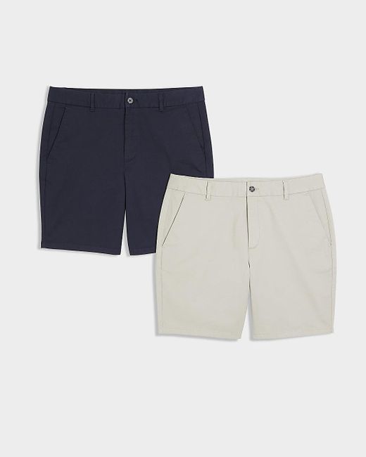 River Island Blue 2pk Beige Slim Fit Chino Shorts for men