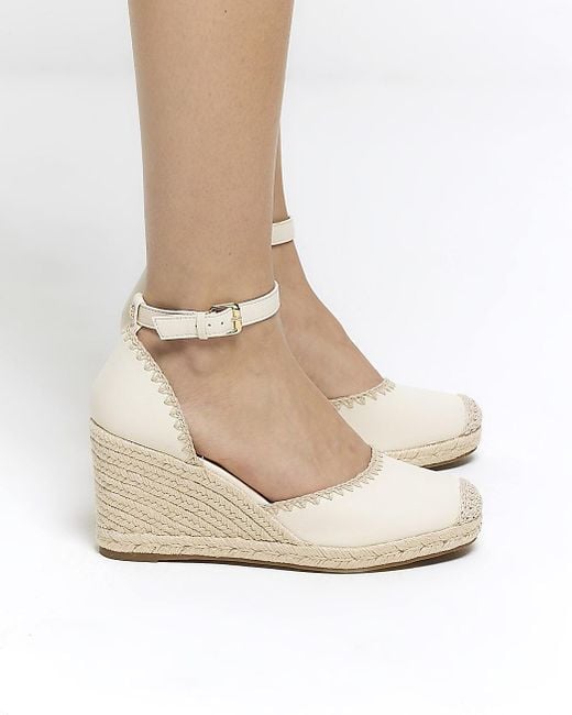 River Island White Cream Stitch Wedge Espadrille Sandals
