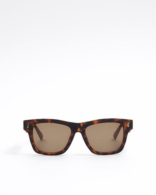 River Island Brown Tortoise Shell Square Sunglasses for men