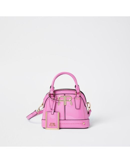 River Island Pink Patent Ri Mini Tote Bag