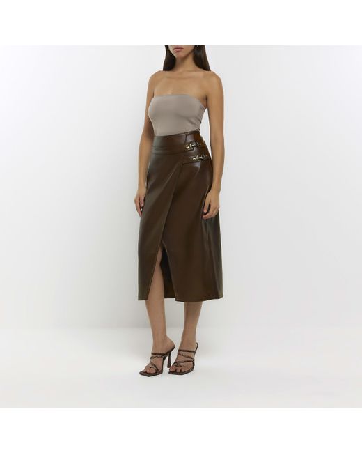 Brown skirt river island cheap