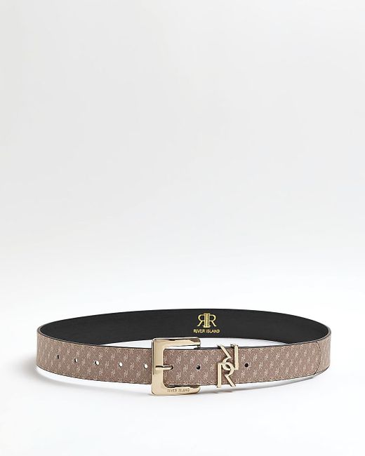 River Island Brown Monogram Belt | Lyst