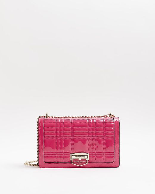 River Island Patent Quilted Shoulder Bag in Pink Lyst Canada