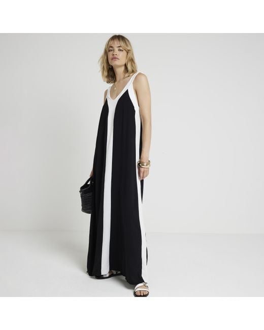 River Island Blue Colour Block Swing Maxi Dress