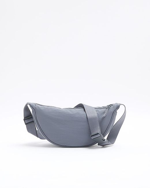 River Island White Grey Crinkle Bum Bag for men
