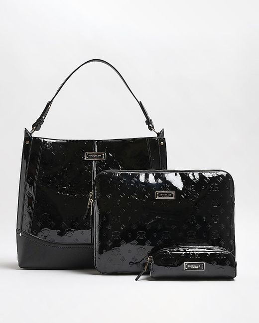 River Island Black Embossed Tote Bag Bundle Lyst UK