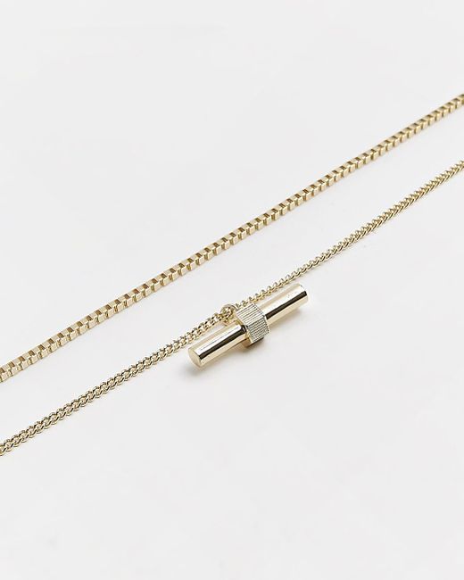River Island Gold Plated T Bar Necklace 