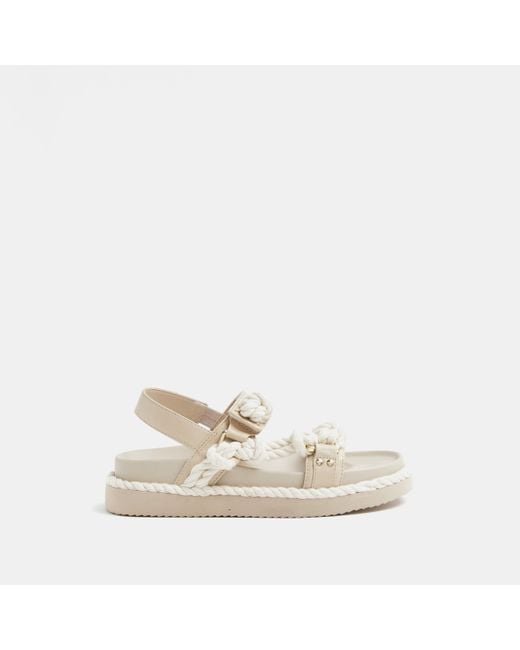 River Island Natural Rope Detail Chunky Sandals