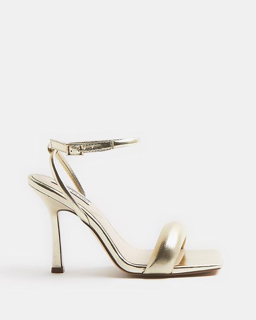 River Island Metallic Gold Wide Fit Padded Heeled Sandals
