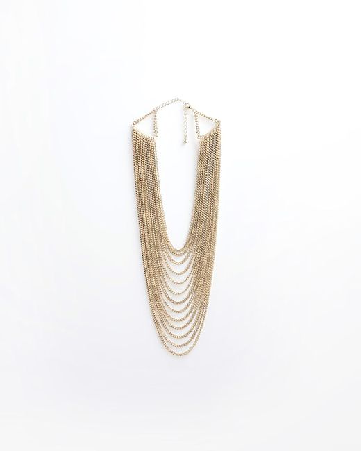 River Island White Gold Chain Layered Necklace