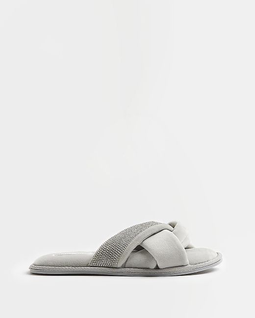 River Island Embellished Slippers in White Lyst