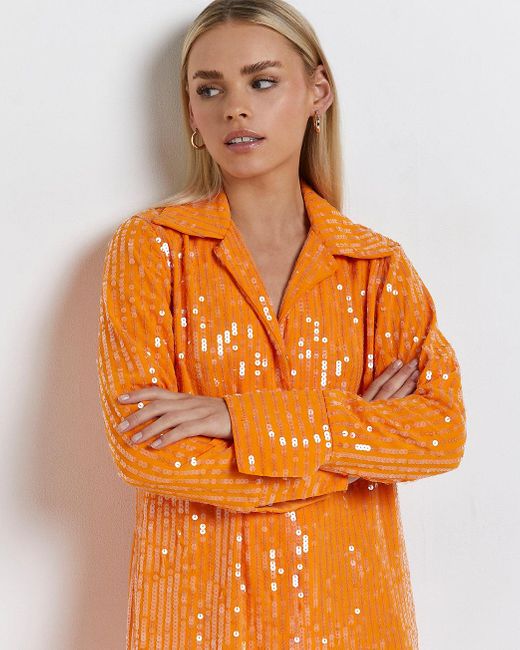 Petite Sequin Midi Shirt Dress 
