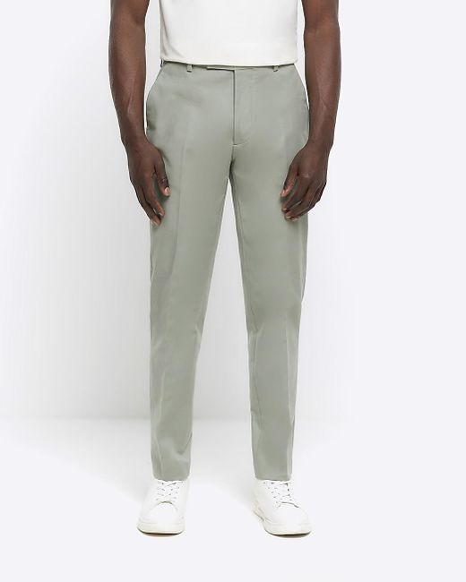 River Island White Smart Chino Trousers for men